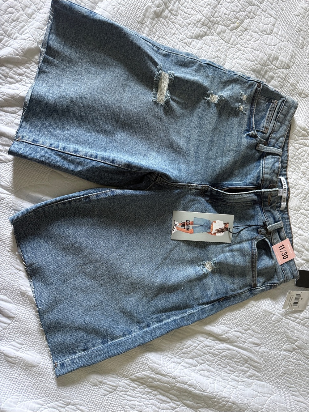 Brand New!!! Celebrity Pink Light Blue Distressed Denim Jean Shorts